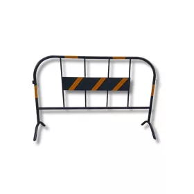   Mobil fém kordon 1500x980 mm, fix lábakkal, fekete-sárga terelőkorlát S23