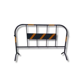   Mobil fém kordon 1500x980 mm, fix lábakkal, fekete-sárga terelőkorlát S23