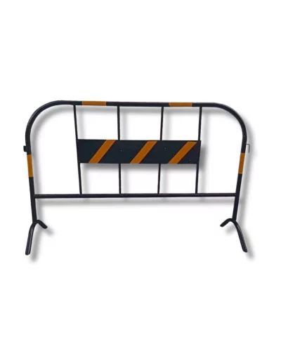 Mobil fém kordon 1500x980 mm, fix lábakkal, fekete-sárga terelőkorlát S23