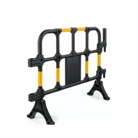   Műanyag mobil kordon 138x100x38 cm fekete-sárga terelőkorlát 
