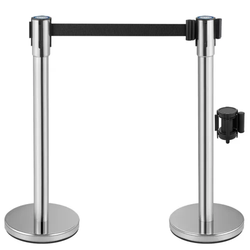 Kordon oszlop szett 2 db + adapter ezüst-fekete kihúzható szalagos kordon rendszer 2 m hosszú