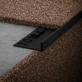 OX Stone KL Kőszőnyeg lépcső Fekete élvédő 2500x12 mm Kavicsbevonat szegély profil magas alumínium