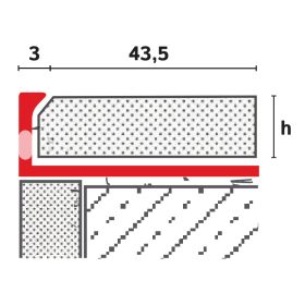 OX Stone KL Kőszőnyeg lépcső natúr alu élvédő 12x3000 mm Kavicsbevonat szegély profil alumínium kavi