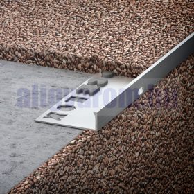   OX Stone KL 12x3000 mm Kőszőnyeg lépcső natúr alu élvédő Kavicsbevonat szegély profil alumínium kavicsbevonat lezáró