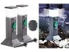 2 db Kerti energiaoszlop 2-2 konnektorral LED lámpával IP44 Kültéri lámpa szett dupla dugaljjal 10x40x10 cm cm 2 darab fekete-zöld