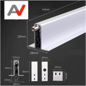   Automata küszöb, ajtó automata tömítés szélfogó 915x28x29 mm süllyeszthető kivitel 