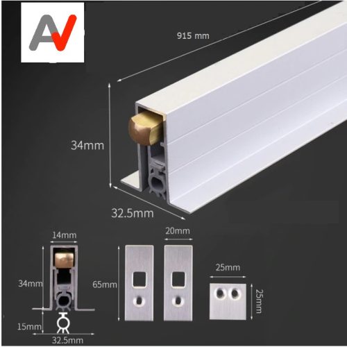 Automata küszöb, ajtó automata tömítés szélfogó 915x32,5x34 mm süllyeszthető kivitel 