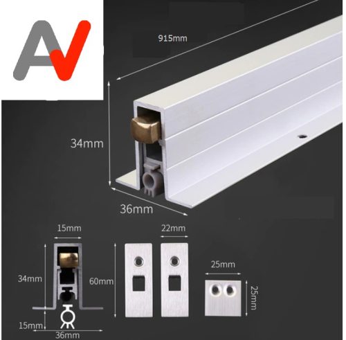 Automata küszöb, ajtó automata tömítés szélfogó 915x36x34 mm süllyeszthető kivitel 