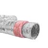 Hőszigetelt aluflex légcsatorna – 258 mm átmérő, 7,62 m hossz, R-6 hőellenállás, 25 mm vastag Owens Corning üvegszálas szigeteléssel, hajlítható alumínium légcső
