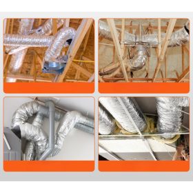   Hőszigetelt aluflex szellőzőcső – 158 mm átmérő, 7,62 m hossz, R-4,2 hőellenállás, 25 mm szigetelés üvegszálas béléssel