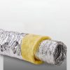 Hőszigetelt flexibilis alumínium szellőzőcső – 130 mm átmérő, 7,62 m hossz, R-4,2 hőellenállás, 25 mm vastagságú üvegszálas szigeteléssel