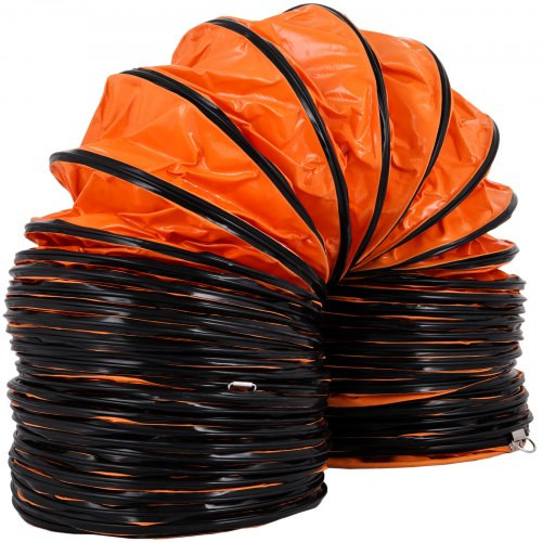 Ipari flexibilis meleglevegős légcsatorna – 4,9 m hosszú, 30 cm átmérőjű PVC szellőzőcső D-gyűrűkkel, nagy hőállósággal, ventilátorhoz alkalmas