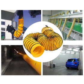   Ipari légszállító tömlő – 30 cm átmérőjű, 7,6 m hosszú, hőálló PVC szellőzőcső sárga színben, tárolótáskával, hőlégbefúvókhoz, klímákhoz, elszívókhoz