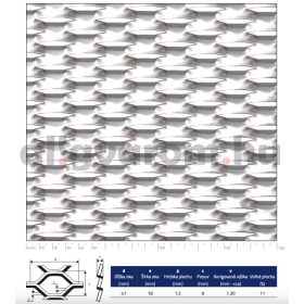 Expandált lemez acél 1500x2000x1,5 mm tábla 47x18 mm lyuk hatszög 