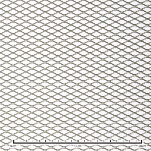 Expandált lemez rozsdamentes 1000x2000x1 mm tábla 20x10 mm gyémánt lyuk saválló inox 64%-os áteresztő felület