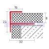 OX Laminált laphoz Lépcsőprofil arany 8 mm 2700 mm lépcsőszegély sarokprofil