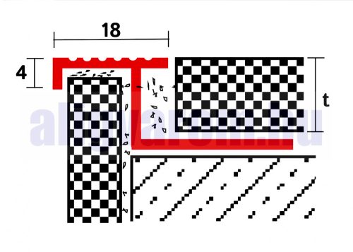 OX Lépcsőprofil csúszásmentes 10x2500 mm Színek: natúr, eloxált ezüst, arany, fekete alumínium  lépcsőszegély