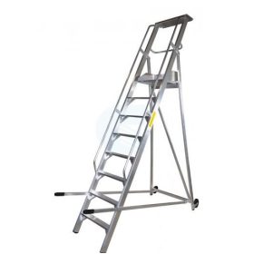  Komissiózó létra lépcsős gurítható alumínium rakodó létra 11 lépcsőfokkal 2,75 méter