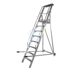   Komissiózó létra lépcsős gurítható alumínium rakodó létra 12 lépcsőfokkal 3 méter