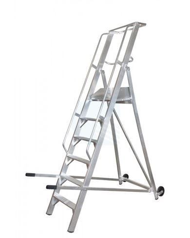 Komissiózó létra lépcsős gurítható alumínium rakodó létra 6 lépcsőfokkal 1,5 méter