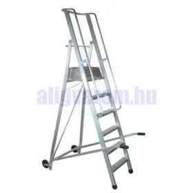   Komissiózó létra lépcsős gurítható alumínium rakodó létra 6 lépcsőfokkal 1,5 méter