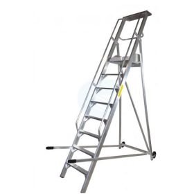   Komissiózó létra lépcsős gurítható alumínium rakodó létra 8 lépcsőfokkal 2 méter
