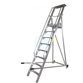   Komissiózó létra lépcsős gurítható alumínium rakodó létra 9 lépcsőfokkal 2,25 méter