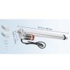 12V lineáris aktuátor 1500 N tolóerő, 300 mm löket, 5 mm/s sebesség, IP54 védelemmel, ≤60 dB zajszint