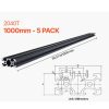 Alumínium profil készlet  5 db 1000 mm T-nyílású 2040 extrudált alumínium profil, eloxált lineáris sín