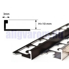   AV 12 mm Csempe élvédő pezsgő polírozott titán szegély fényes eloxált alumínium L profil 12x2700 mm