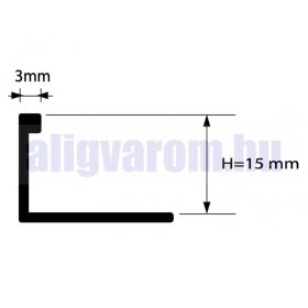   AV 15 mm Csempeszegély élvédő ezüst matt eloxált alumínium L profil 15x2700 mm