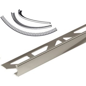   AV 8 mm Hajlítható csempe élvédő pezsgő polírozott titán szegély fényes eloxált alumínium L profil 8x2700 mm