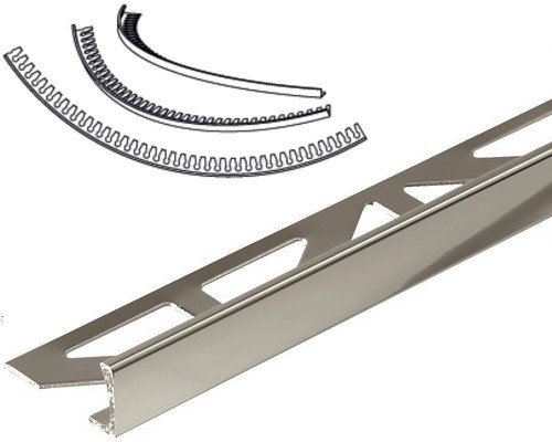 AV 8 mm Hajlítható csempe élvédő pezsgő polírozott titán szegély fényes eloxált alumínium L profil 8x2700 mm
