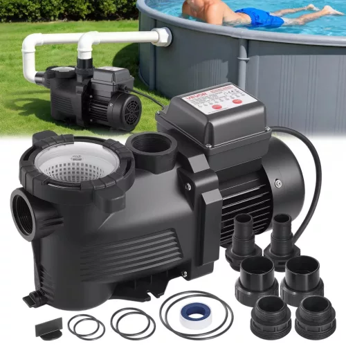 Medenceszivattyú 400W szűrőszivattyú 11 100 l/óra áramlási sebesség, egyfokozatú medenceszivattyú 24 órás időzítővel