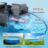 Medenceszivattyú 400W szűrőszivattyú 11 100 l/óra áramlási sebesség, egyfokozatú medenceszivattyú 24 órás időzítővel