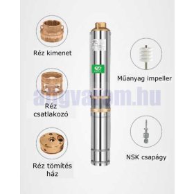   48V Mélykút szivattyú és napelemes vezérlés 64 méter emelés 1.7 m³/h egyenáramú 48V 400W Modell: 2DPC1.7-64-48-400 szolár pumpa