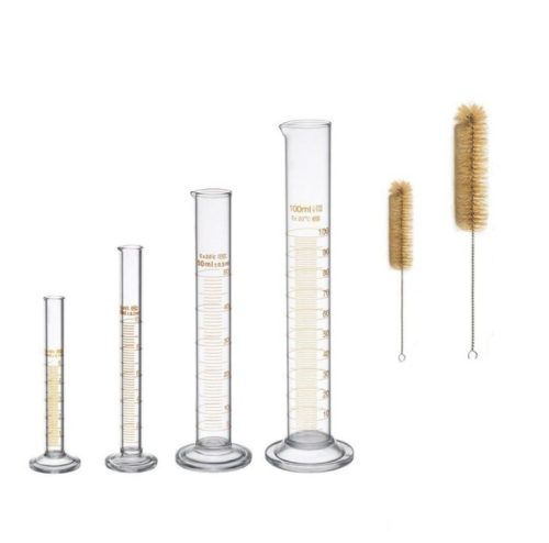 Üveg mérőhenger készlet 4 db folyadékmérő készlet 5 ml 10 ml 50 ml 100 ml mérőhenger két tartozék kefével