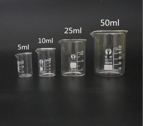Üveg mérőpohár készlet 4 darabos készlet 5/10/25/50 ml laboratóriumi vagy konyhai használatra