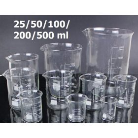   Üveg mérőpohár készlet 5 darabos készlet 25/50/100/200/500 ml laboratóriumi vagy konyhai használatra