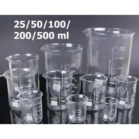 Üveg mérőpohár készlet 5 db-os készlet 25/50/100/200/500 ml laboratóriumi vagy konyhai használatra