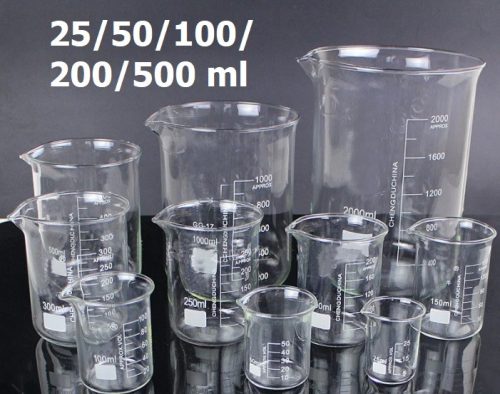 Üveg mérőpohár készlet 5 darabos készlet 25/50/100/200/500 ml laboratóriumi vagy konyhai használatra