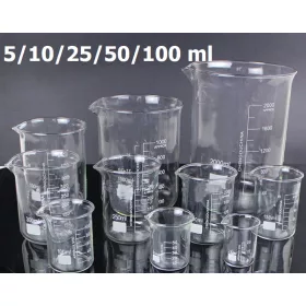   Üveg mérőpohár készlet 5 darabos készlet 5/10/25/50/100 ml laboratóriumi vagy konyhai használatra
