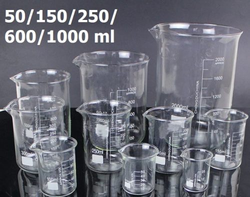 Üveg mérőpohár készlet 5 darabos készlet 50/150/250/600/1000 ml laboratóriumi vagy konyhai használatra