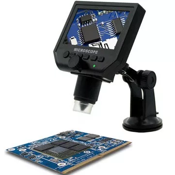 Hordozható LCD digitális mikroszkóp 600X nagyítás, asztalra rögzíthető, válsztható dőlésszög, SD kártyával bővíthető memória