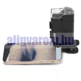  Mikroszkóp telefonra mobilra 60X-100X nagyítás. Fehér és UV LED fény, Mobiltelefonos mikroszkóp és pénzvizsgáló. 