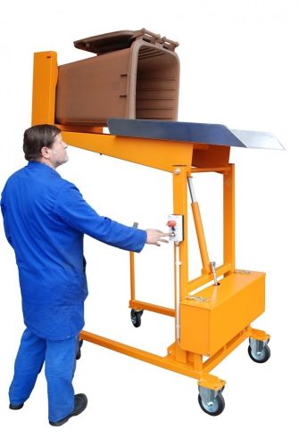 Hulladék tartály ürítő szerkezet kukaborító - 12V  - 120 és 240 literes hulladékgyűjtő edényhez - akkumulátorral, töltővel