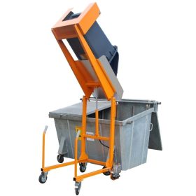   Hulladék tartály ürítő szerkezet kukaborító - 230 V vagy 12 V akkumulátoros meghajtással működő- 120 és 240 literes hulladékgyűjtő edényhez   