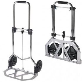   Összehajtható molnárkocsi, 100 kg teherbírás. Mérete összecsukva 70 x 48 x 6,5 cm  Rakodófelület 38 x 24 cm. Súlya csak 5,7 kg