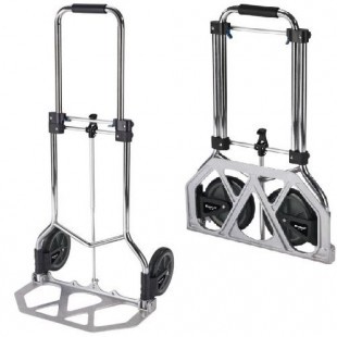 Összehajtható molnárkocsi, 100 kg teherbírás. Mérete összecsukva 70 x 48 x 6,5 cm  Rakodófelület 38 x 24 cm. Súlya csak 5,7 kg