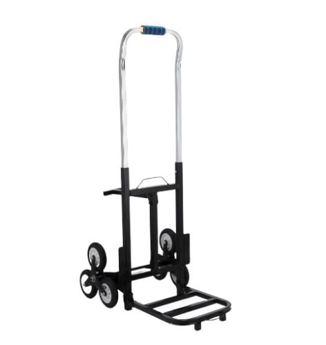 Összecsukható lépcsőnjáró molnárkocsi, 190 kg teherbírás, könnyű kivitel. Rakodófelület 35x35 cm. Súlya csak 11 kg